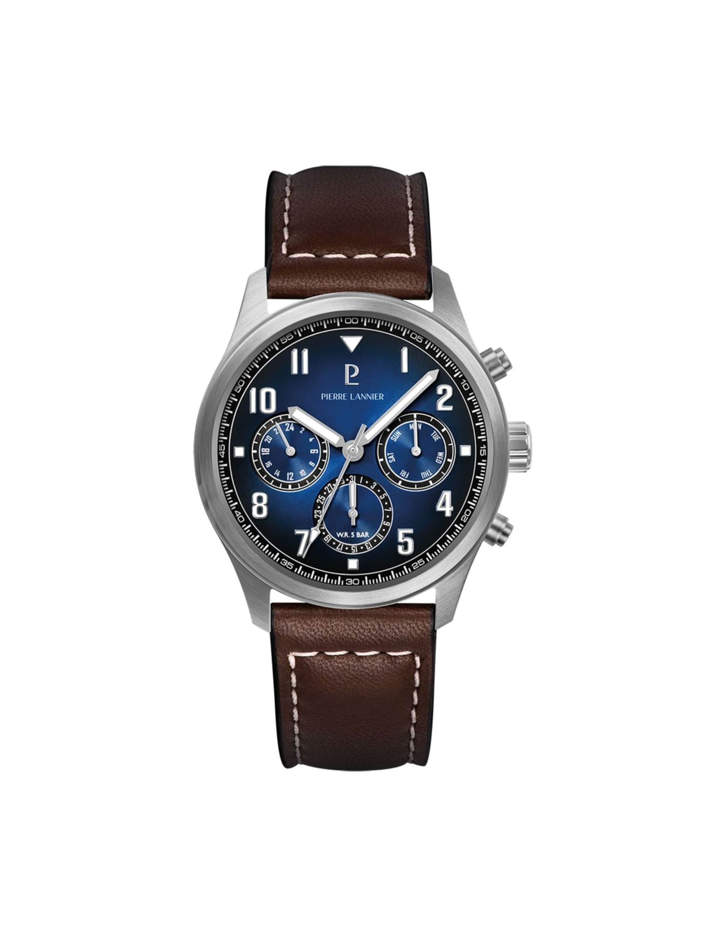 Montre à affichage analogique 'Chronograph Aviateur' Pierre Lannier en marron : devant