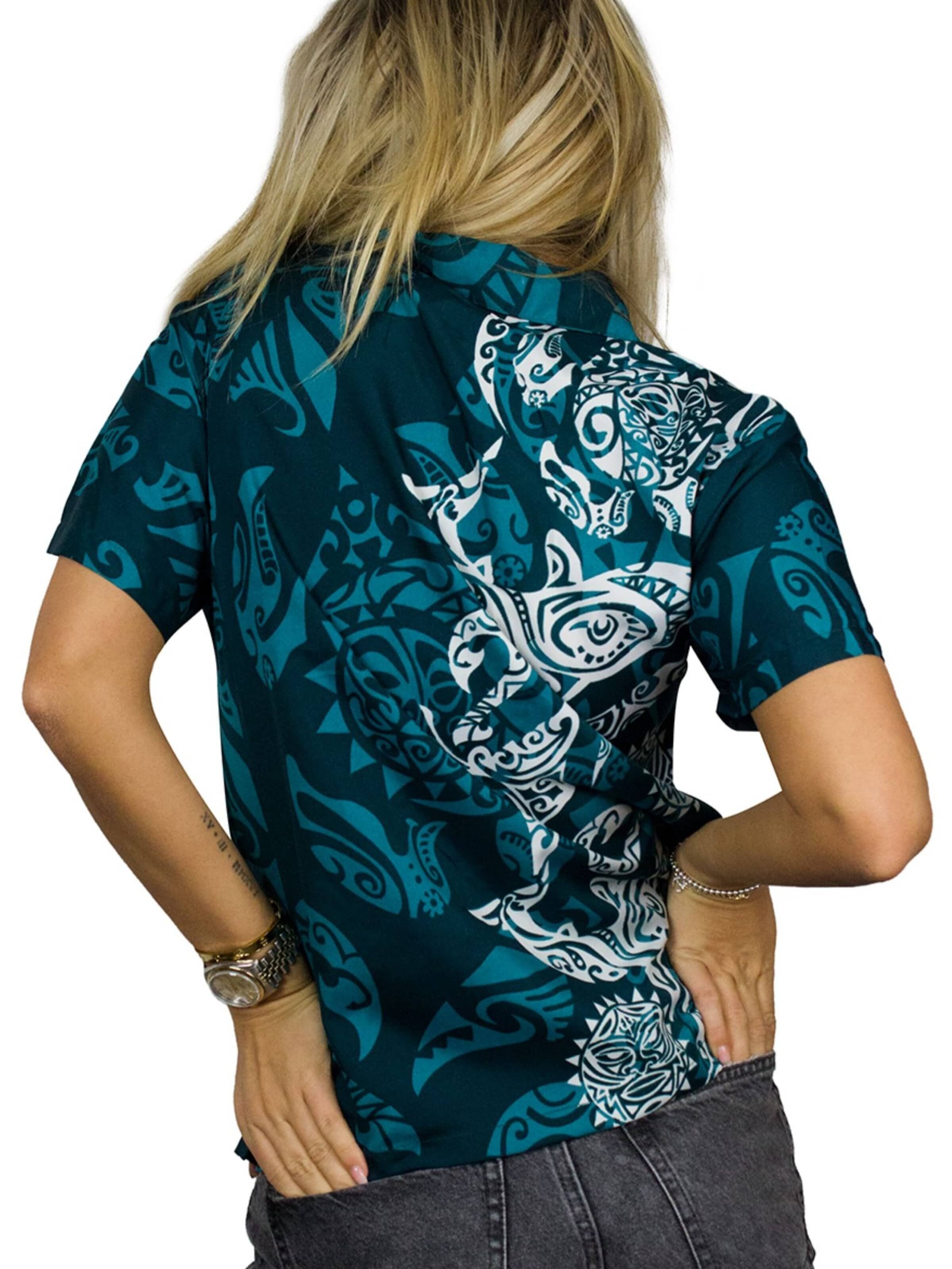 King Kameha Blouse 'Maori Wedding' in Groen
