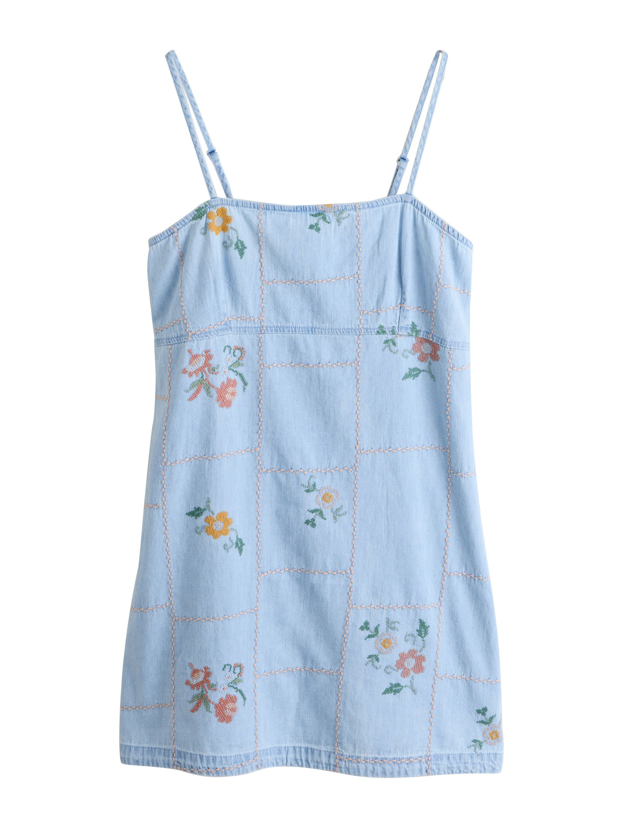 Next Vestido de verano en 34 en azul denim / verde / naranja / albaricique, Vista del producto