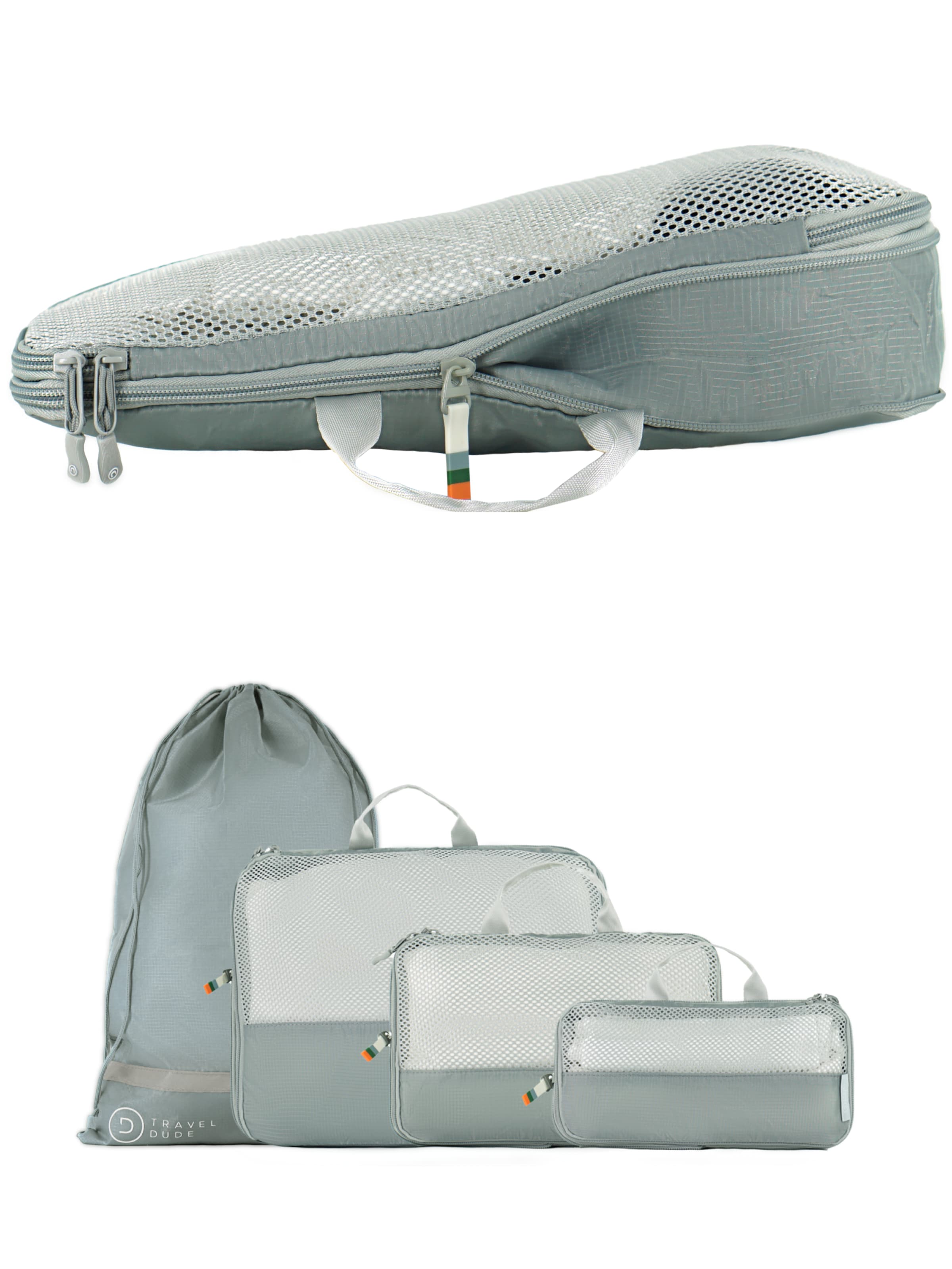 TRAVEL DUDE Travel Bag 'Packing Cubes Set 4 Teilig mit Kompression, Packwürfel, Packtaschen Set für Rucksack & Koffer' in Grey: front