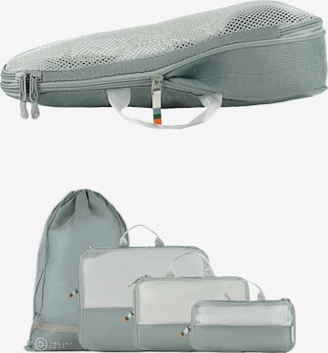 TRAVEL DUDE Travel Bag 'Packing Cubes Set 4-tlg. mit Kompression aus recycelten Plastikflaschen | Leichte Packwürfel | Packtaschen Set für Rucksack & Koffer' in Grey: front