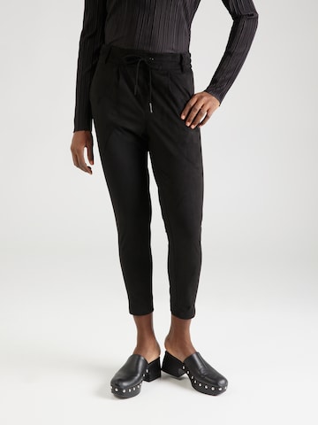 ONLY Slim fit Pleat-Front Pants 'POPTRASH' in Black: front