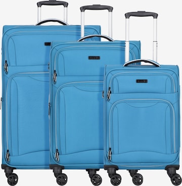 D&N Suitcase Set in Blue: front