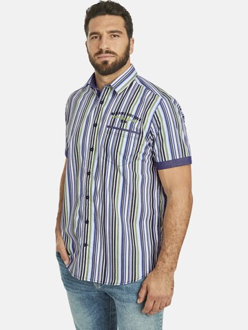 Jan Vanderstorm Comfort fit Button Up Shirt ' Vette ' in Blue: front