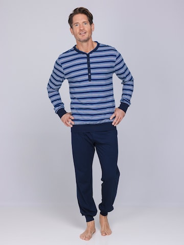 Pastunette Pyjama lang 'Blue Draft' in Blauw: voorkant