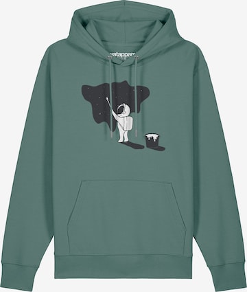 Felpa ' Painting space ' di Watapparel in verde: frontale