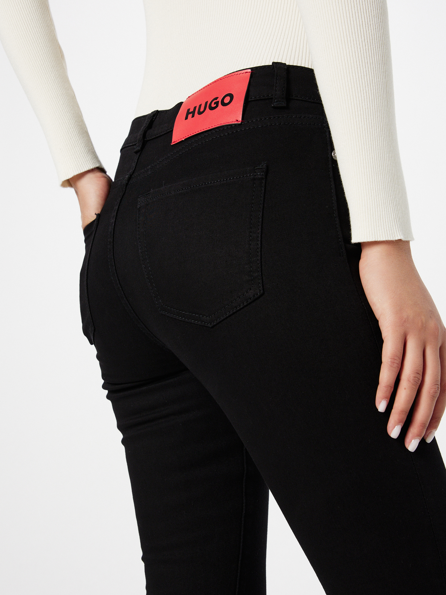 HUGO Jeans Donna 932 In Medium Blue – Pantaloni In Denim Elasticizzato Con Bottone