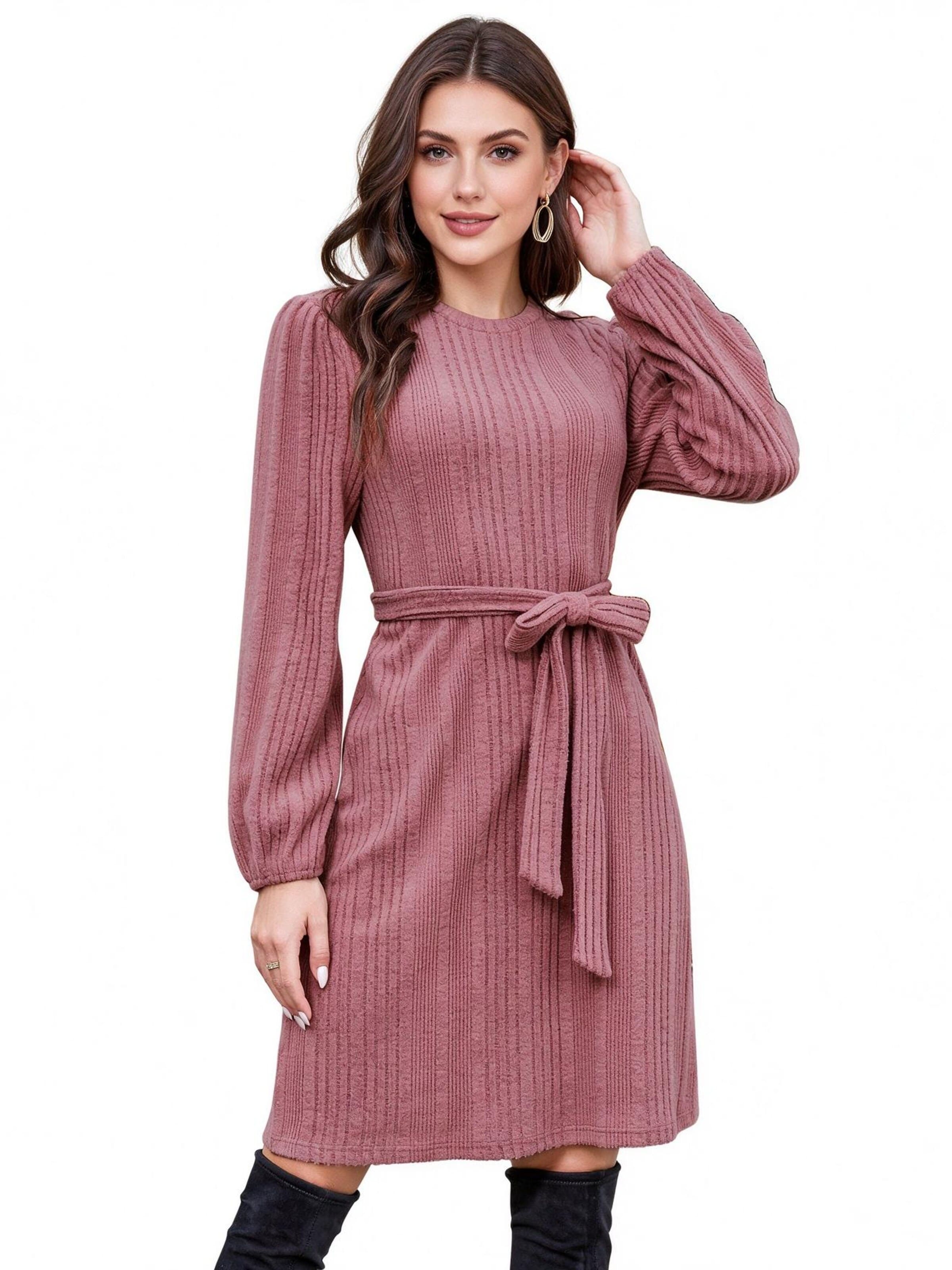 Yesfashion Gebreide jurk in Roze: voorkant