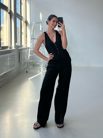 Wide Leg Pantalon De Roos en noir