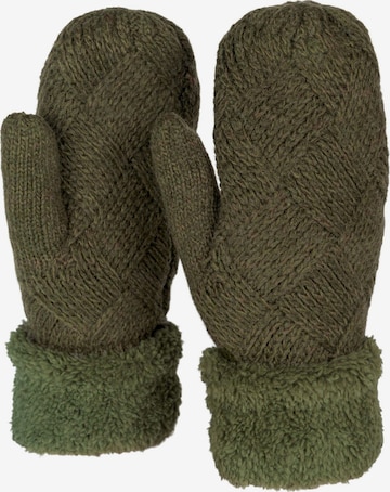 styleBREAKER Fäustlinge 'Strickhandschuhe Fäustlinge mit Rauten Muster und Fleece' in Grün: Vorderseite