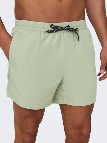 Only & Sons Board Shorts in Green: front
