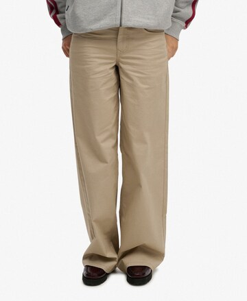 Wide Leg Pantalon chino Superdry & Co en gris : devant