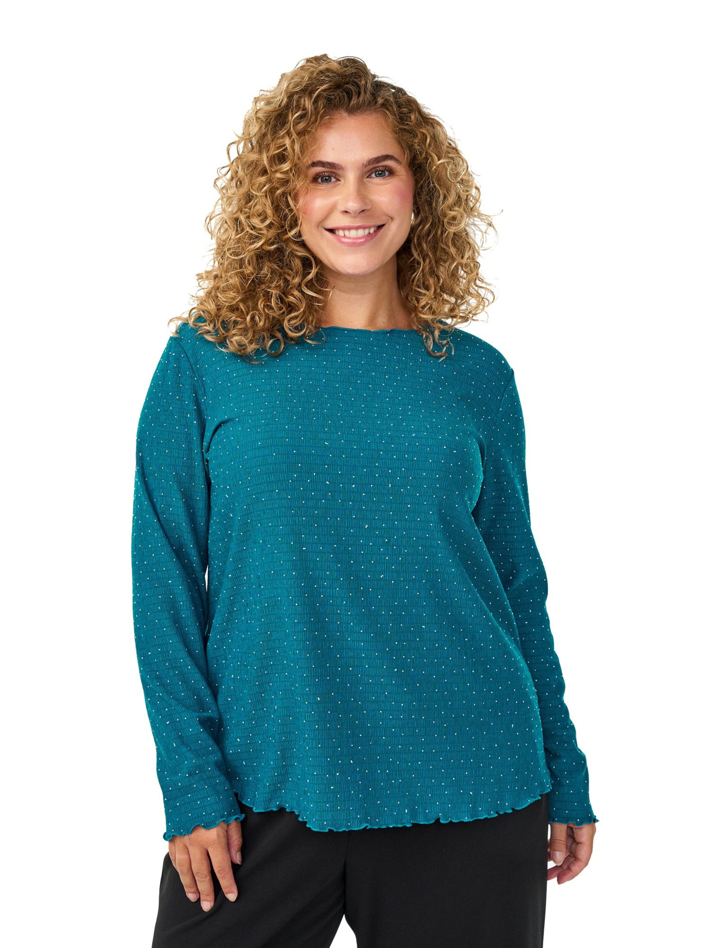 Camicia da donna 'Calaura' di Zizzi in verde: frontale