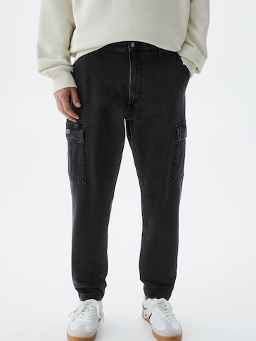 Pull&Bear regular Cargojeans i sort: forside