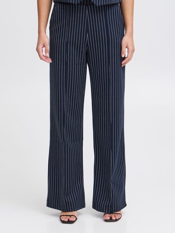 ICHI Regular Trousers ' IXKATE PINSTRIPED PA ' in Blue