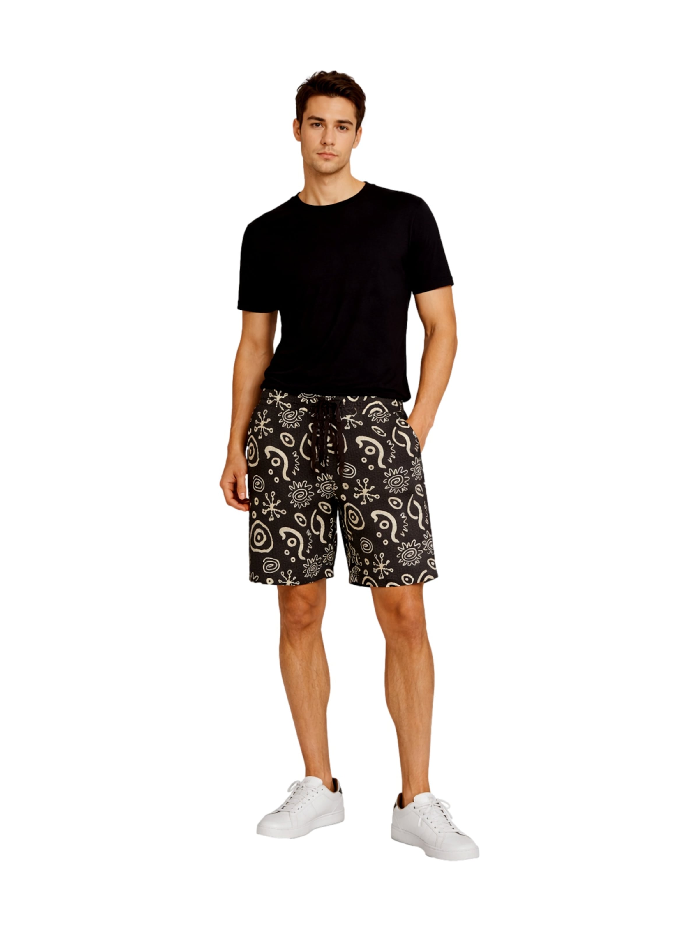 Only & Sons Loosefit Hose 'Cruz Seersucker' in Schwarz