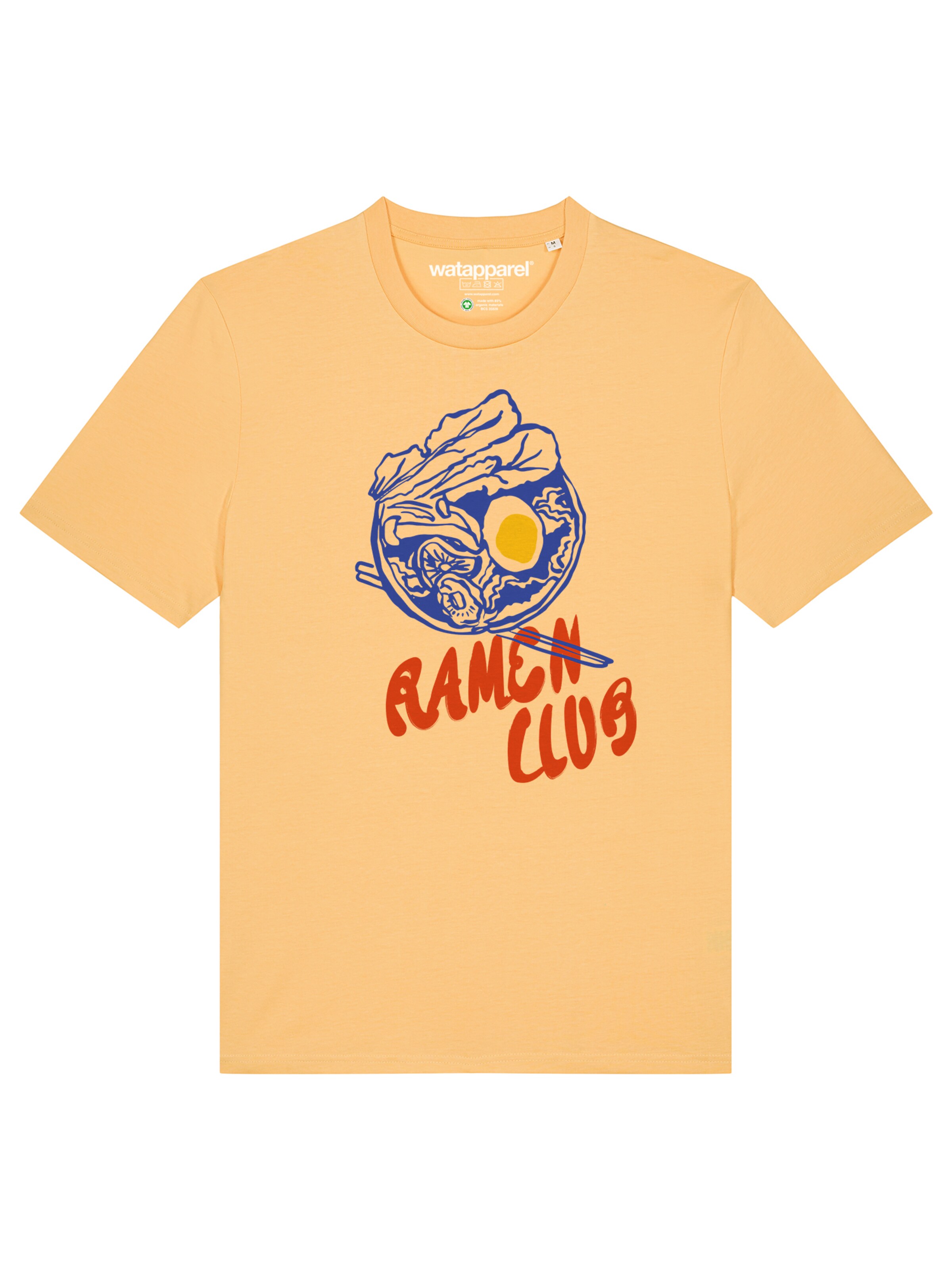 Watapparel Shirt 'Ramen Club' in Geel: voorkant