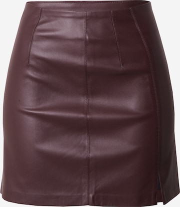 TOPSHOP Rok 'Entry PP Split - Black Vinyl' in Rood: voorkant