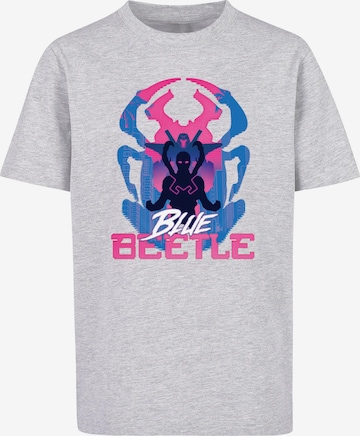 ABSOLUTE CULT T-Shirt 'Blue Beetle - Posing' in Grau: predná strana