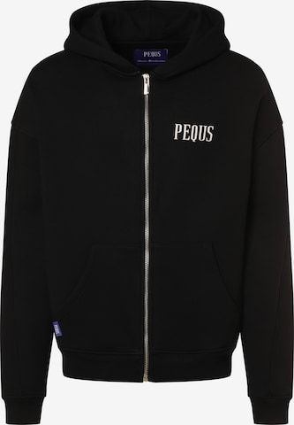 Pequs Zip-Up Hoodie in Black: front