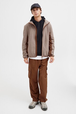 North Bend Fleecejacke 'Helgo' in Braun