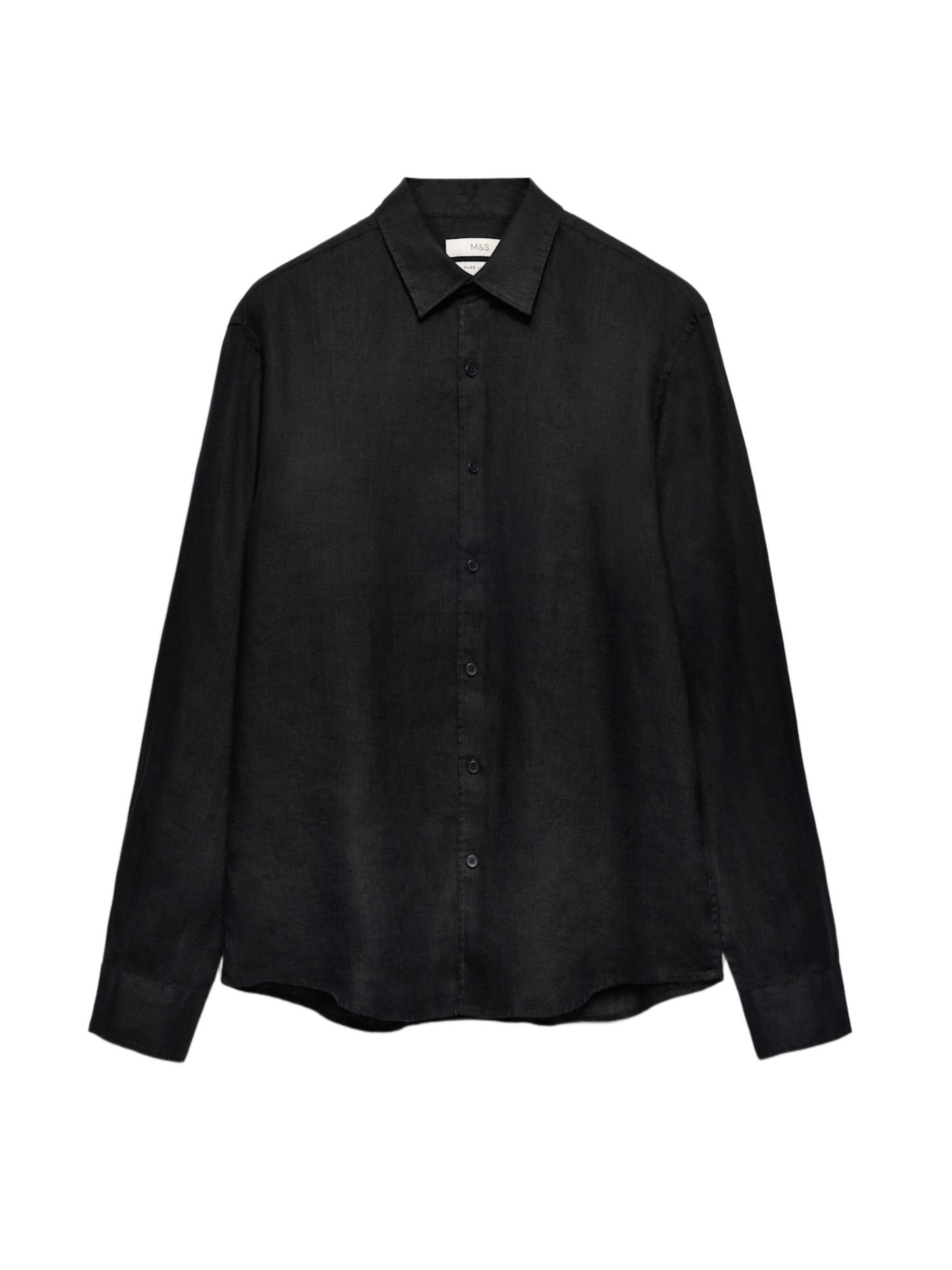Marks & Spencer Button Up Shirt in Black: front