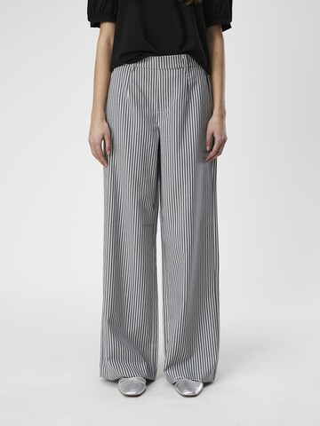 OBJECT Wide leg Pleat-Front Pants 'LISA' in Grey: front