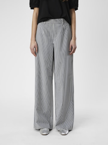 OBJECT Wide leg Pleat-Front Pants 'LISA' in Grey: front