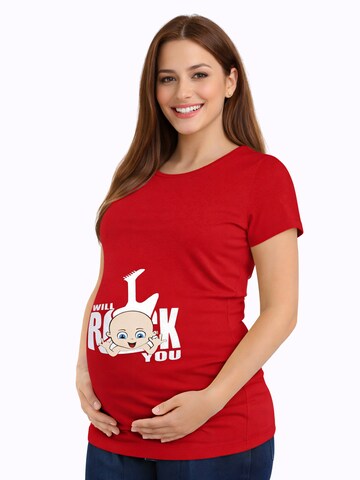 M.M.C. Shirt 'I Will Rock You Umstandsshirt' in Red