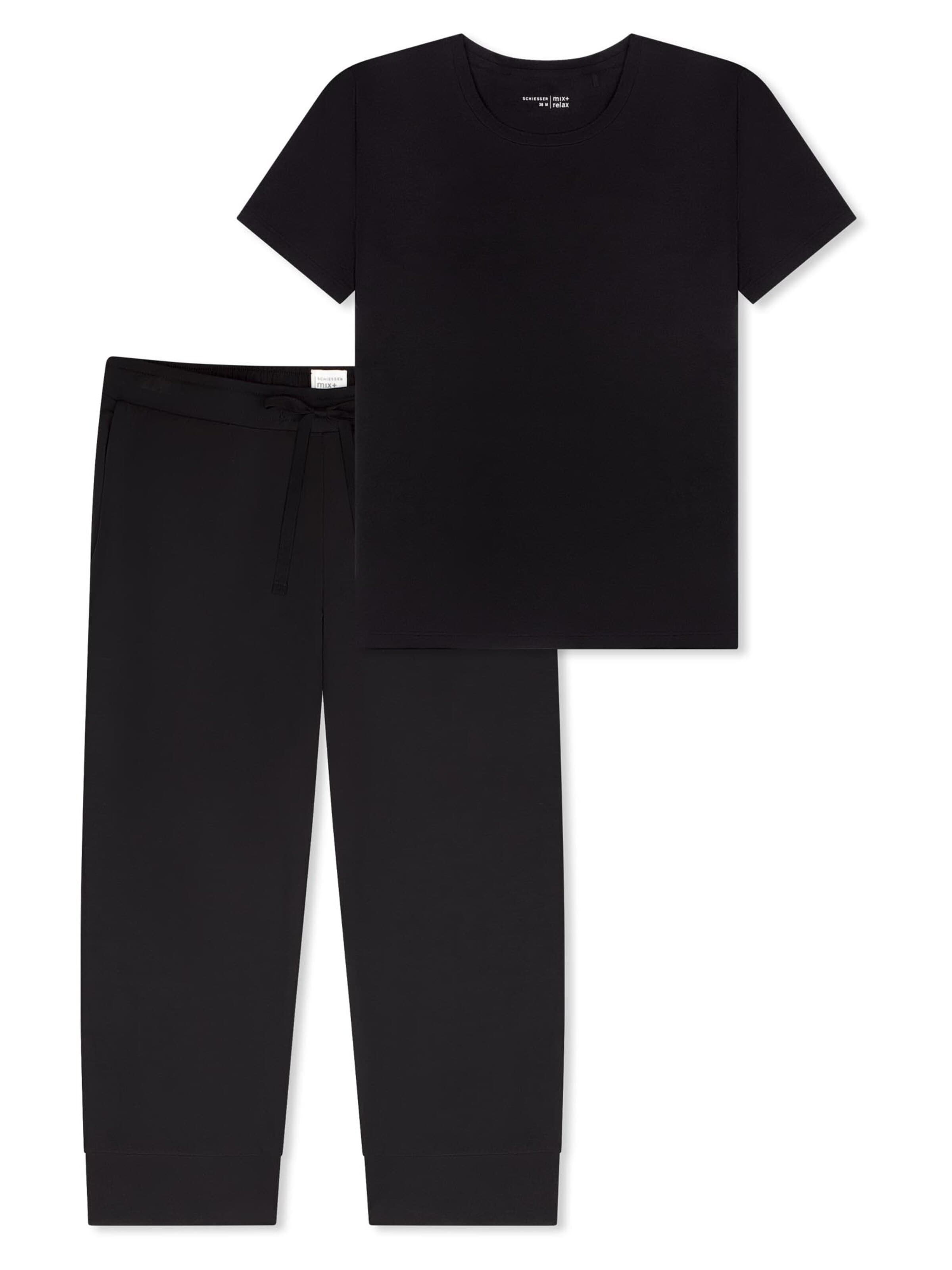 SCHIESSER Pyjama 'Mix & Relax' in Zwart: voorkant