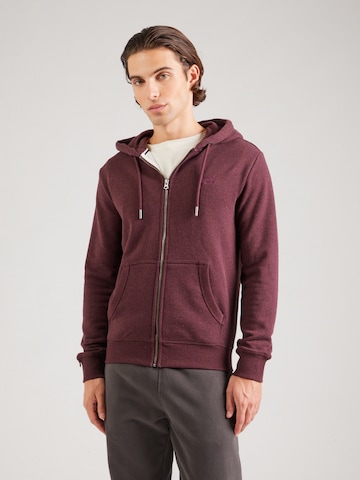 Superdry Ζακέτα φούτερ 'Essential' σε κόκκινο: μπροστά