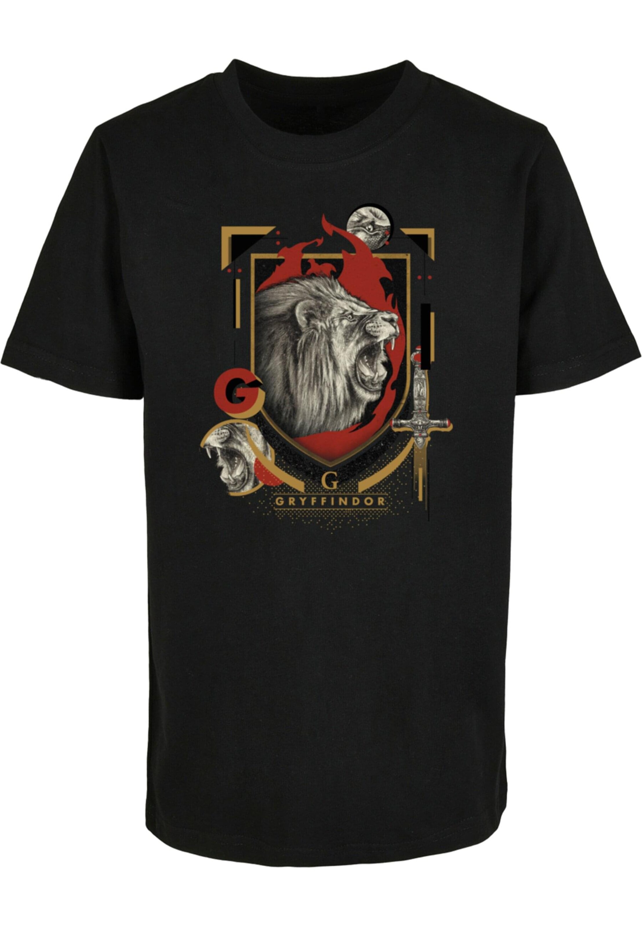 ABSOLUTE CULT T-Shirt 'Harry Potter - Gryffindor Shield 2.0' in Schwarz: Vorderseite