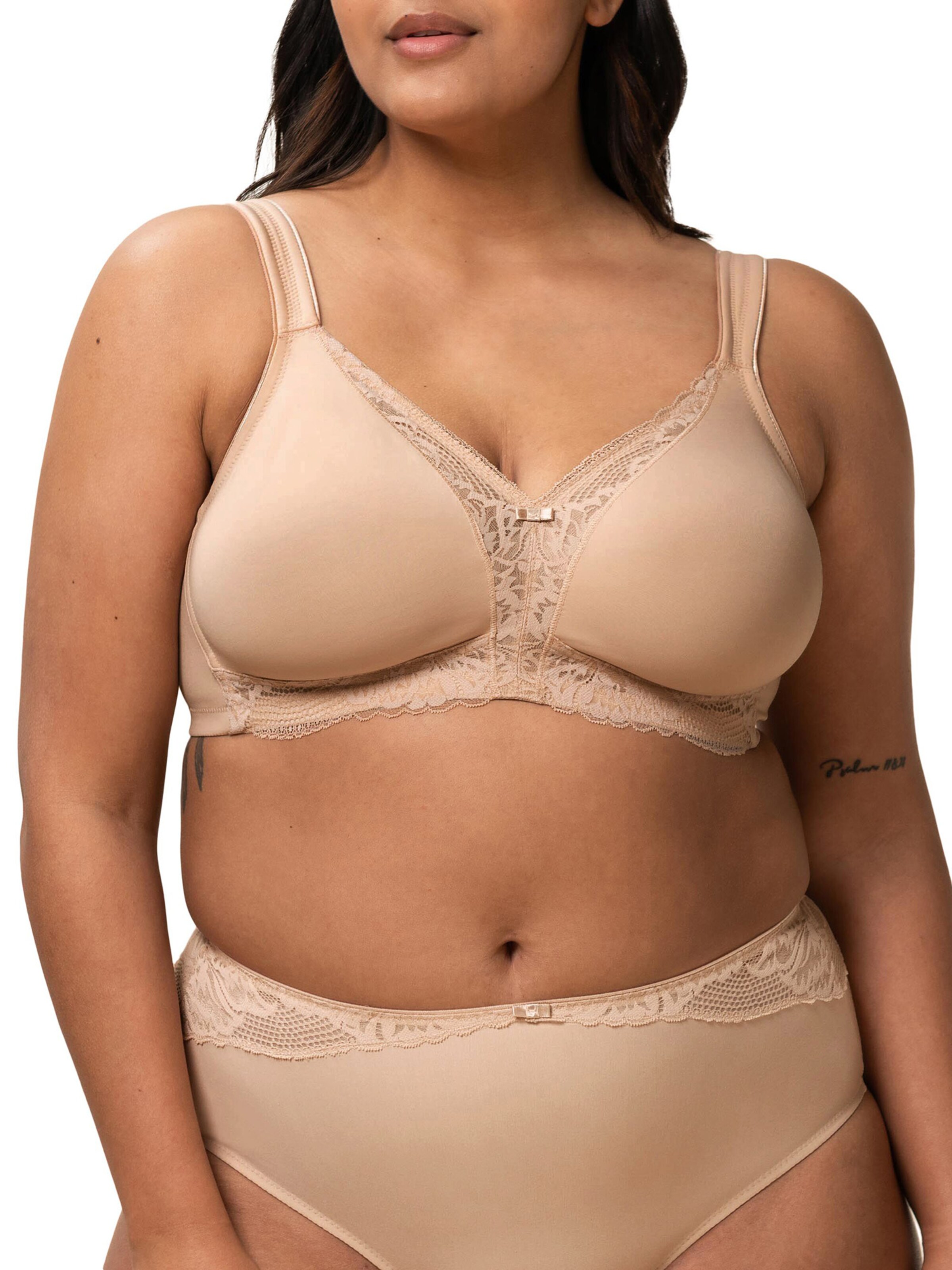 TRIUMPH T-shirt Bra ' Modern Lace+Cotton ' in Beige: front