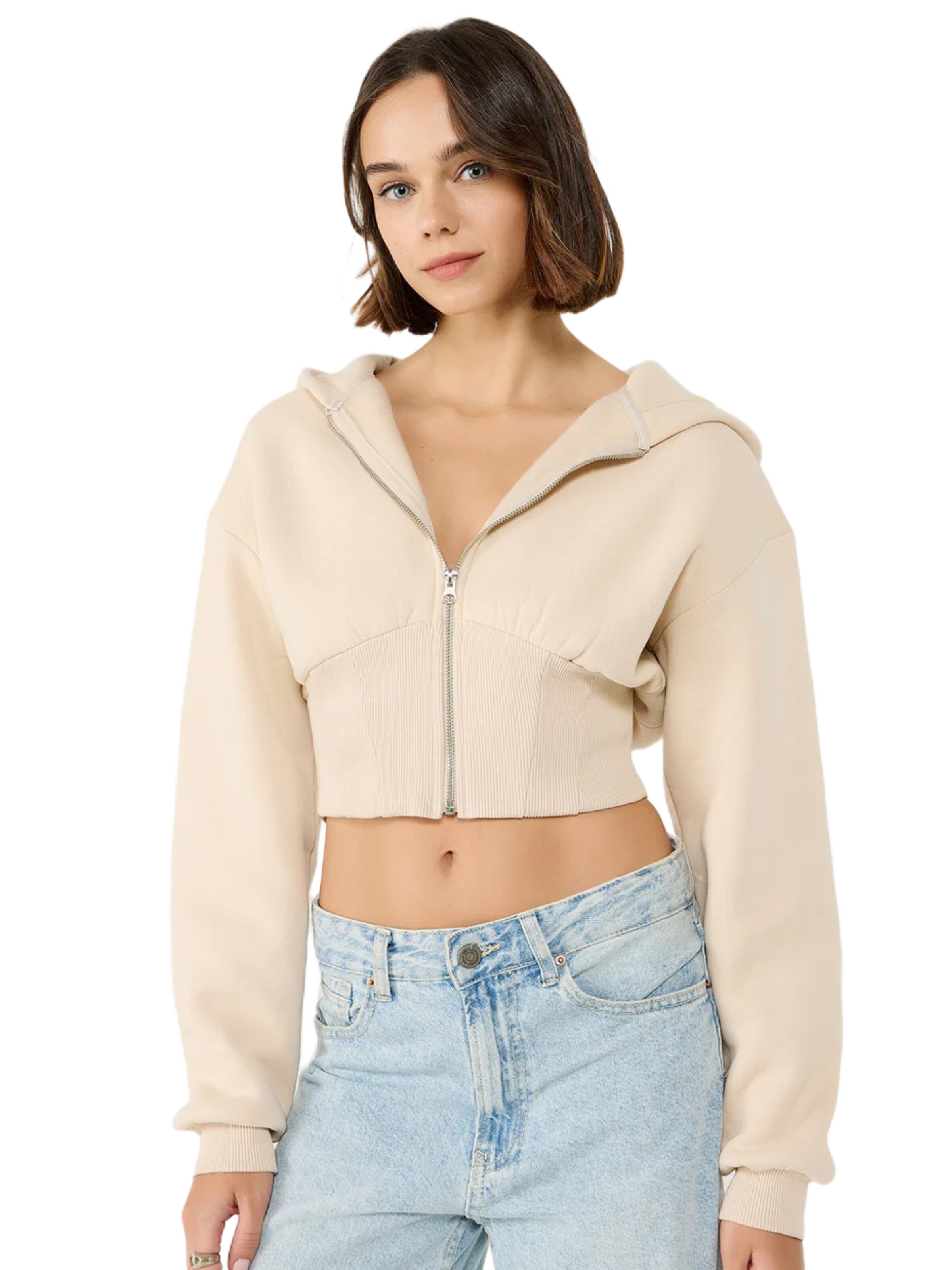 No Matter What Sweat jacket in Beige: front