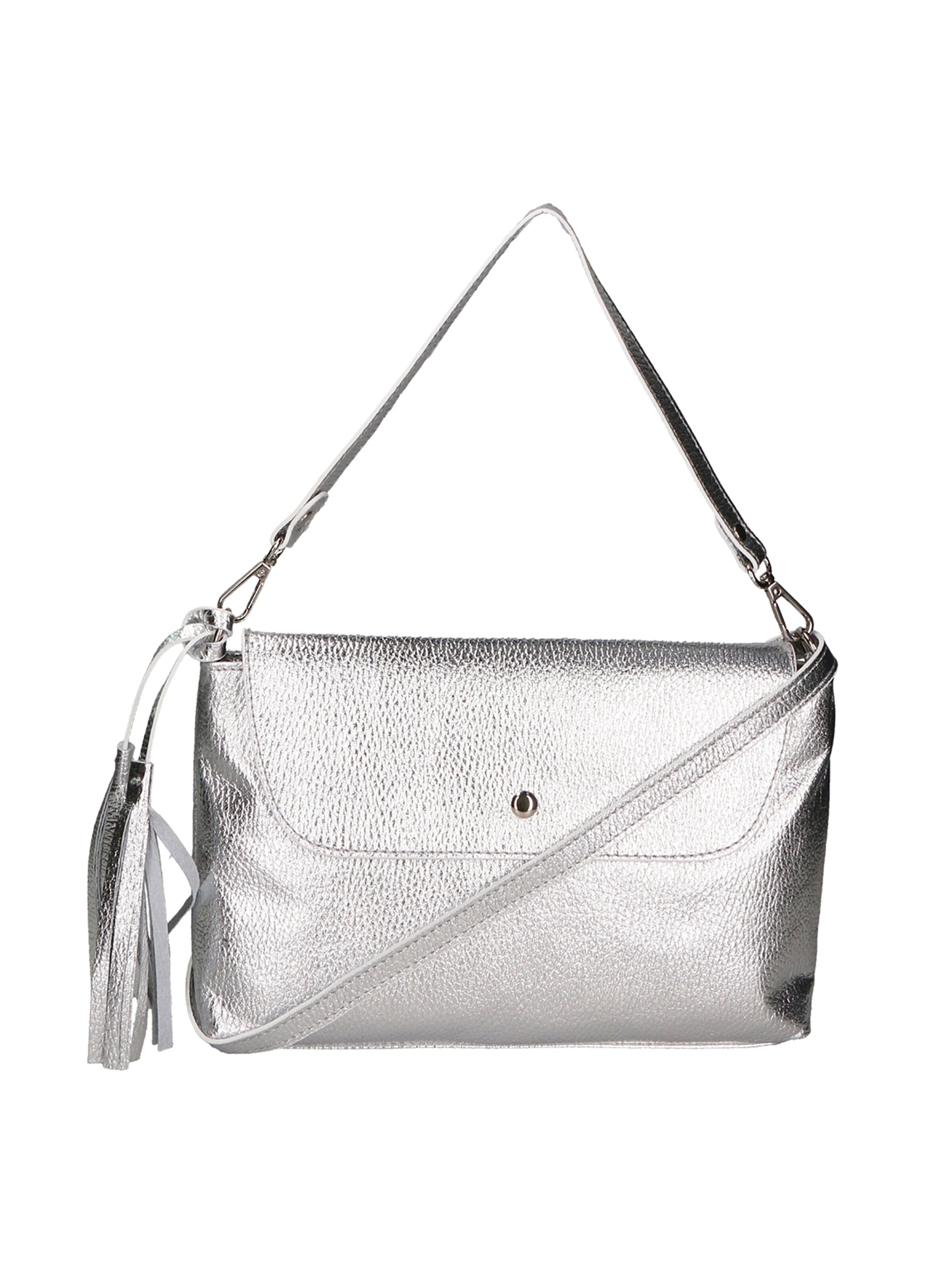Pochette 'Pochette Donna Pelle Dollaro Laminato con Tracolla Rimovibile - Made in Italy' di Gave Lux in argento