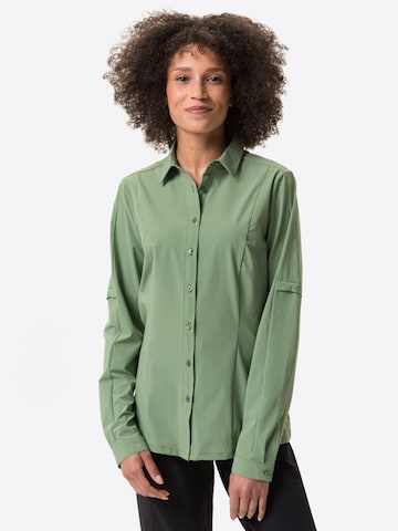 VAUDE Athletic Button Up Shirt 'Farley' in Green: front
