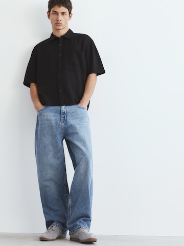 Pull&Bear Regular Fit Hemd in Schwarz