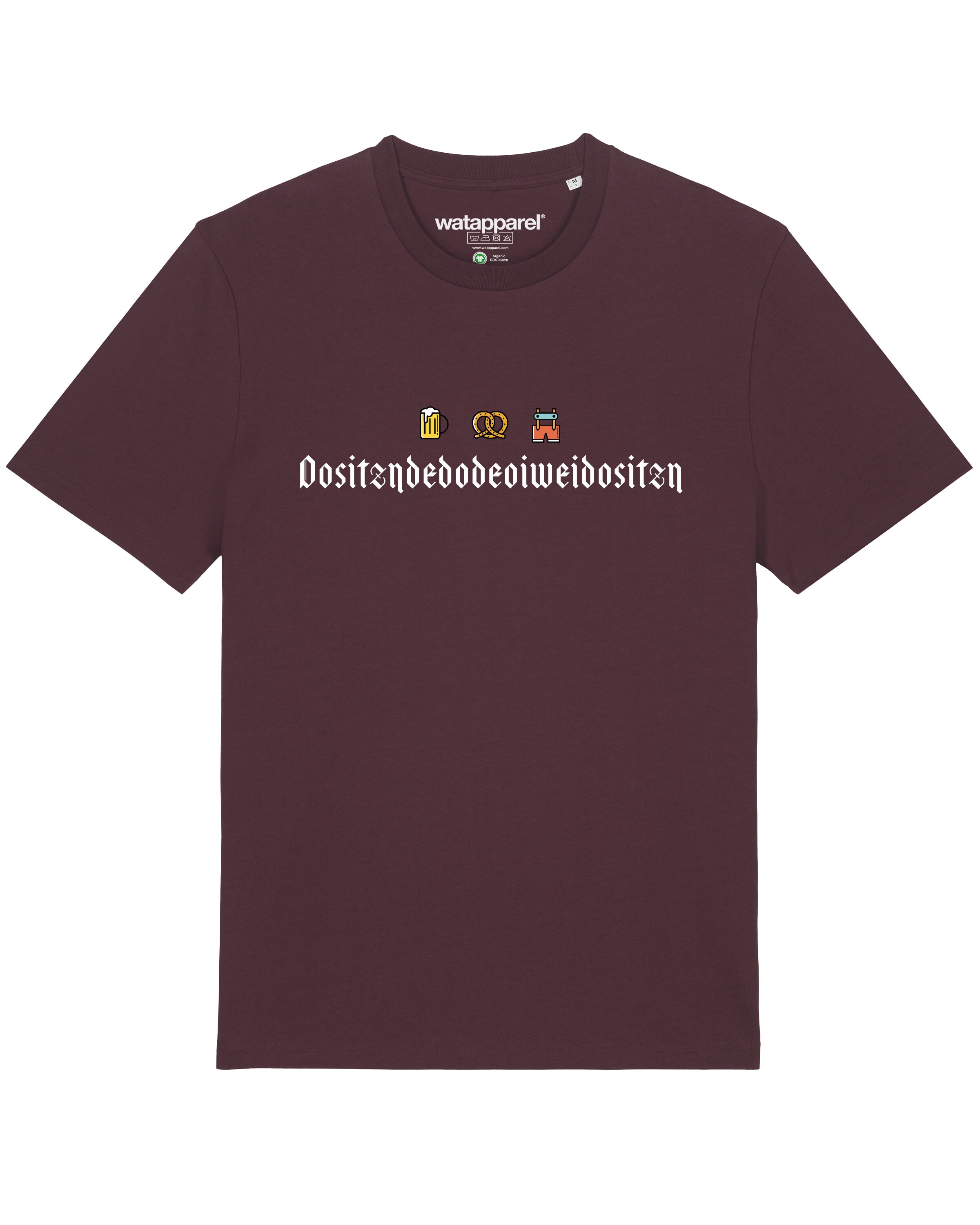 T-Shirt ' Dositzndedodeoiweidositzn ' Watapparel en rouge : devant