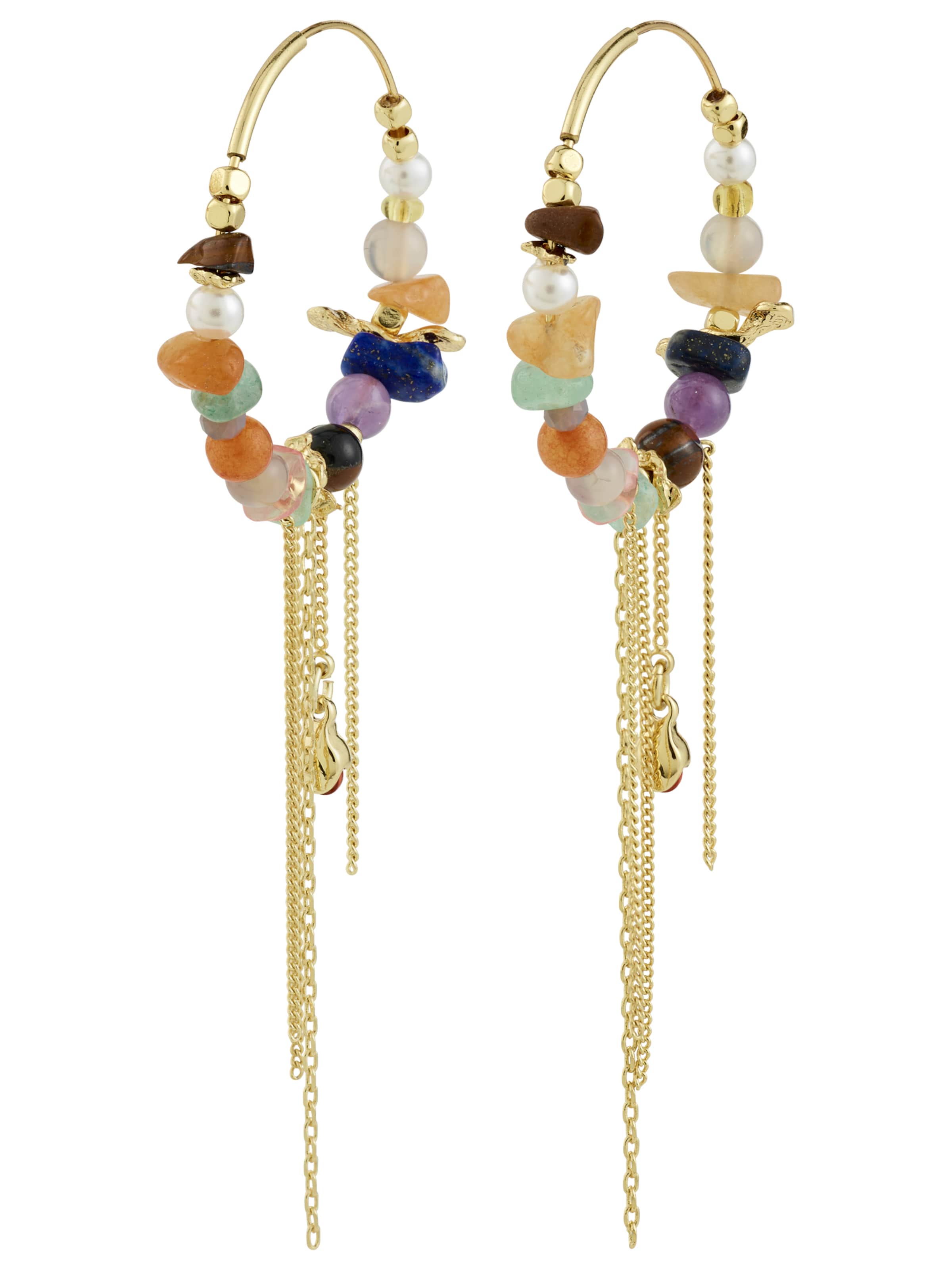 Pilgrim Ohrringe 'Iris' in gelb / gold / mint / orange, Produktansicht