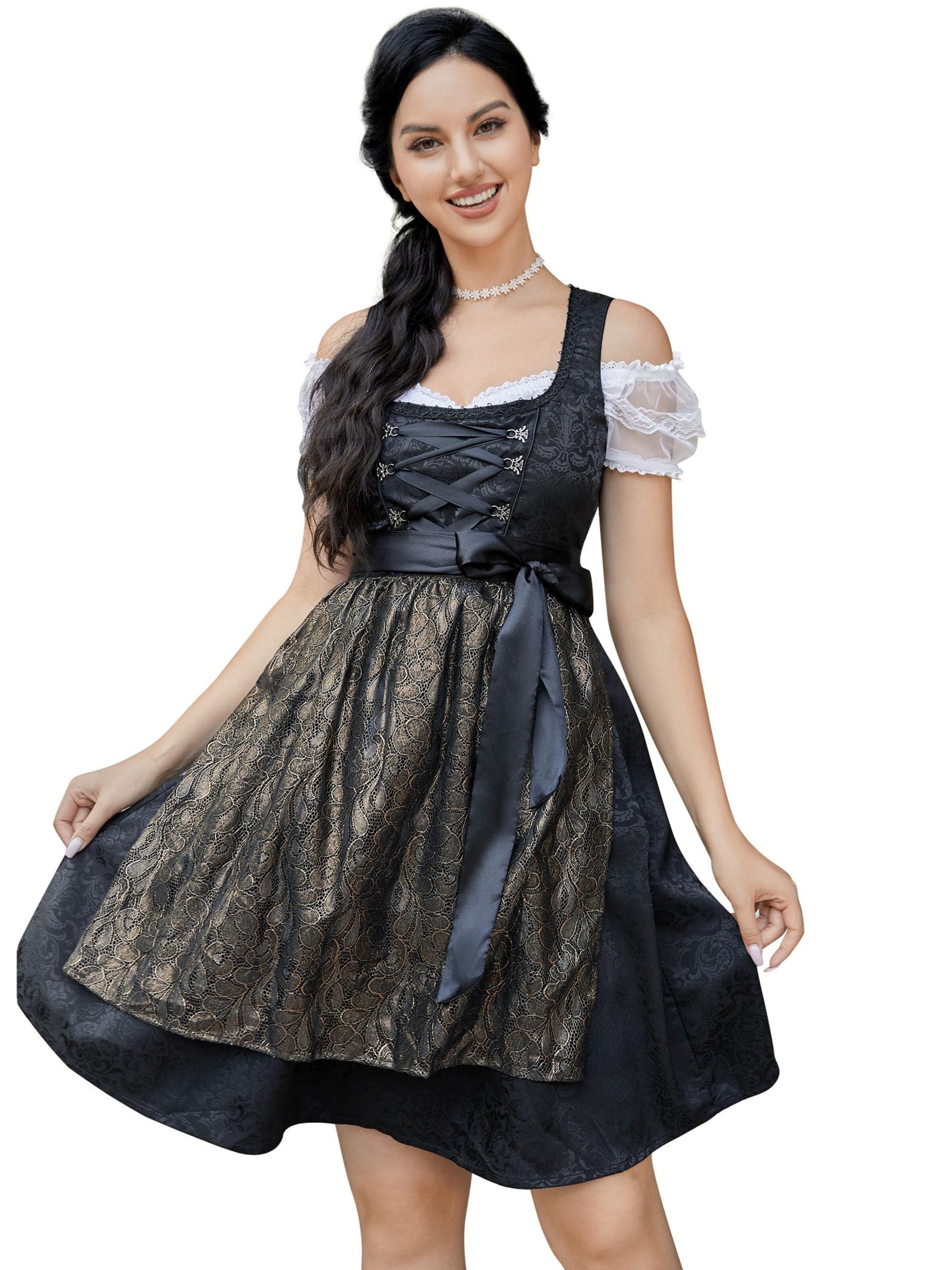 Yesfashion Dirndl‌‌‌‌‌‌‌‌‌‌ in Schwarz: Vorderseite