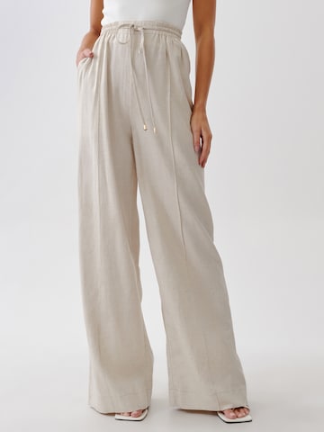 Tussah Wide leg Trousers 'ANDREA' in Beige: front