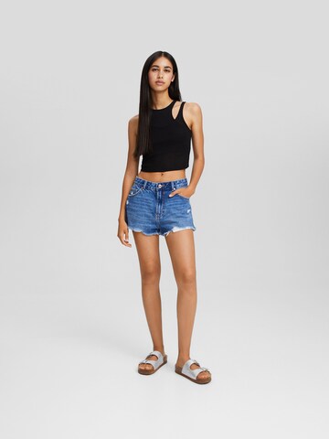 Bershka Gebreide top in Zwart