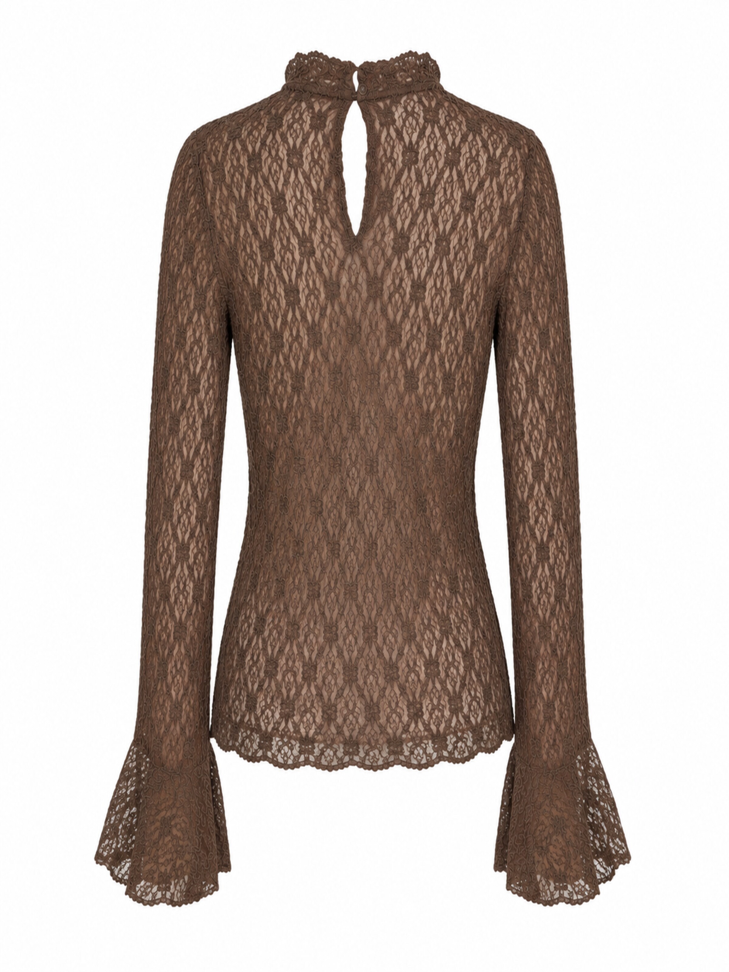 Camicia funzionale 'UNICORN Women's Lace Top Brown – Elegant Transparent Long Sleeve with Flared Sleeves s m l' di UNICORN in marrone