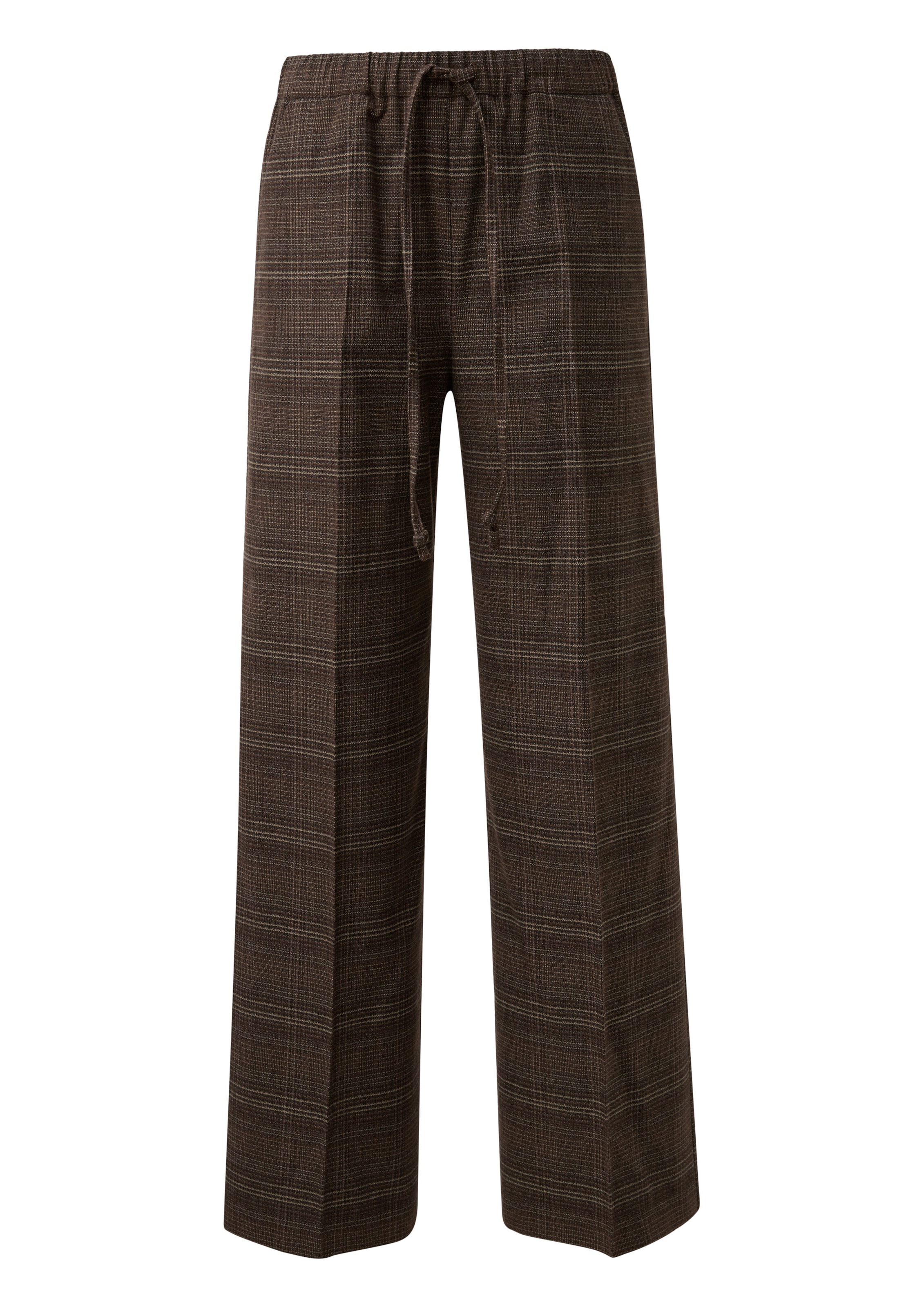 QS Pantalon in de kleur Ivoor / Chocoladebruin / Donkerbruin, Productweergave