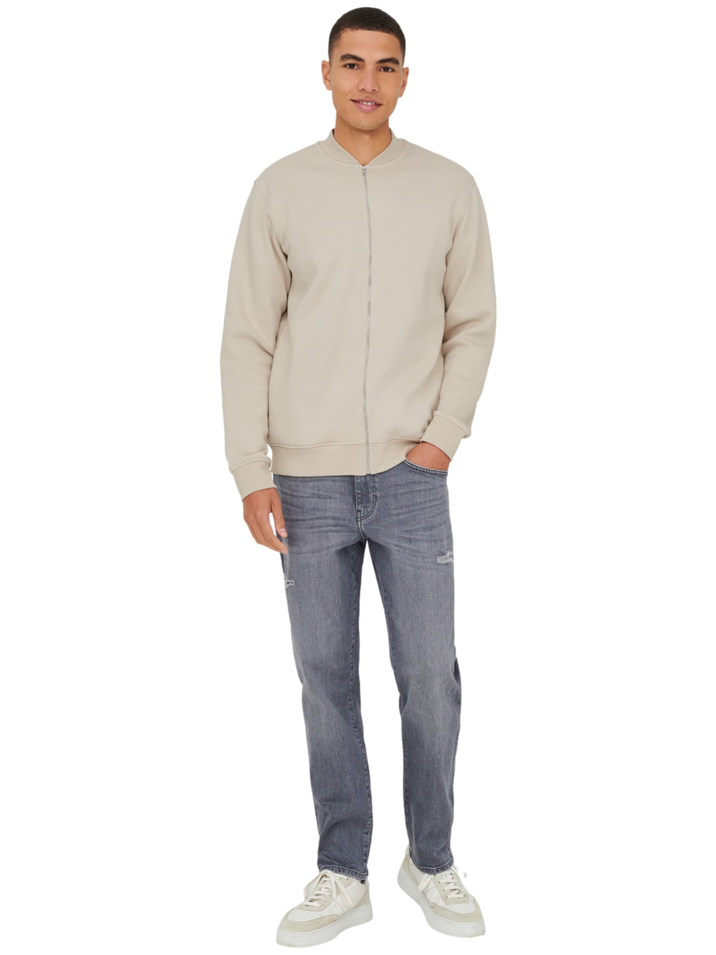 Only & Sons Sweat jacket 'Ceres' in Grey