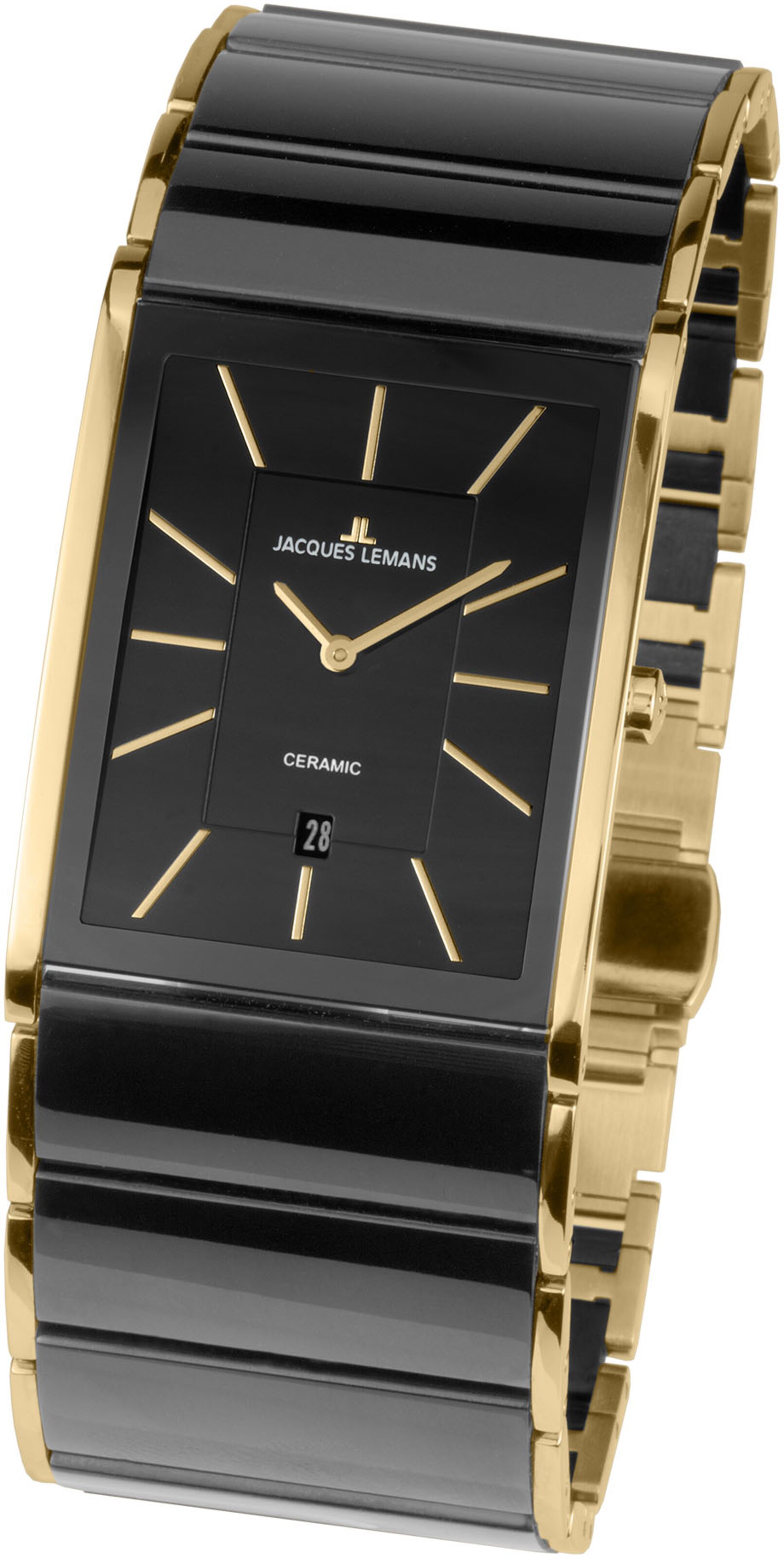 Jacques Lemans Analoguhr in Schwarz: Vorderseite