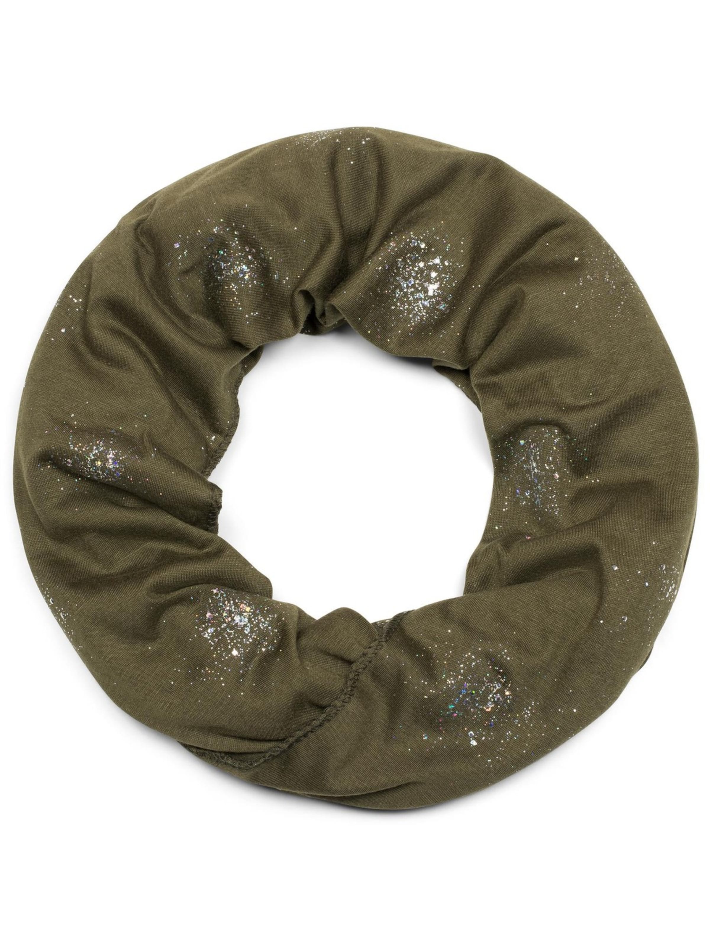 styleBREAKER Tube Scarf 'Loop Schal mit Glitzer und Pailletten Punkte' in Green: front