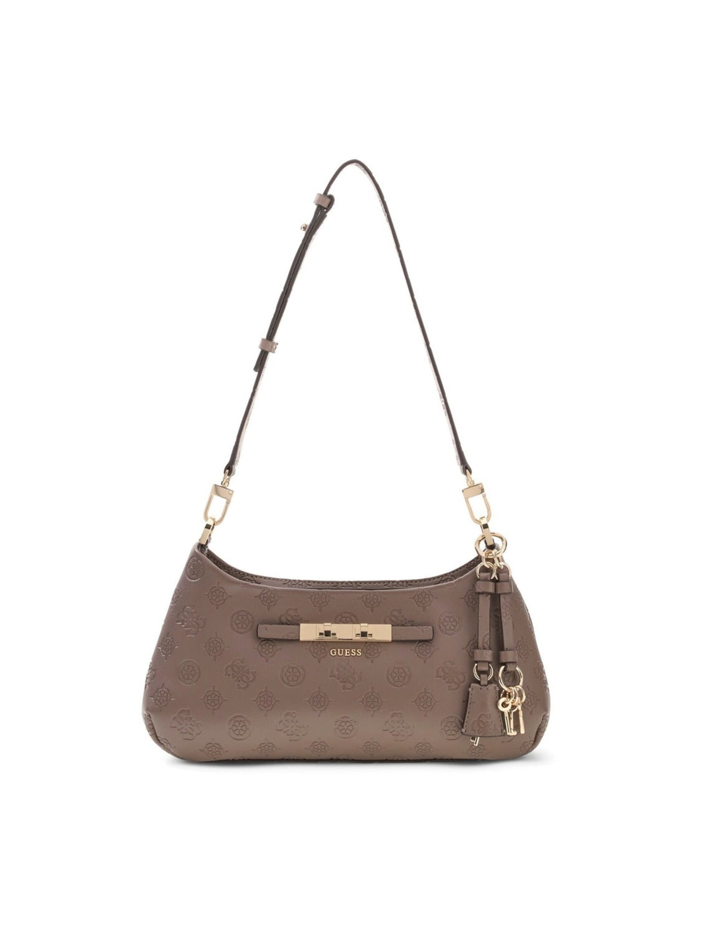 GUESS Taška cez rameno 'Guess Sac Bandoulière Carmella Taupe Logo' - Hnedá