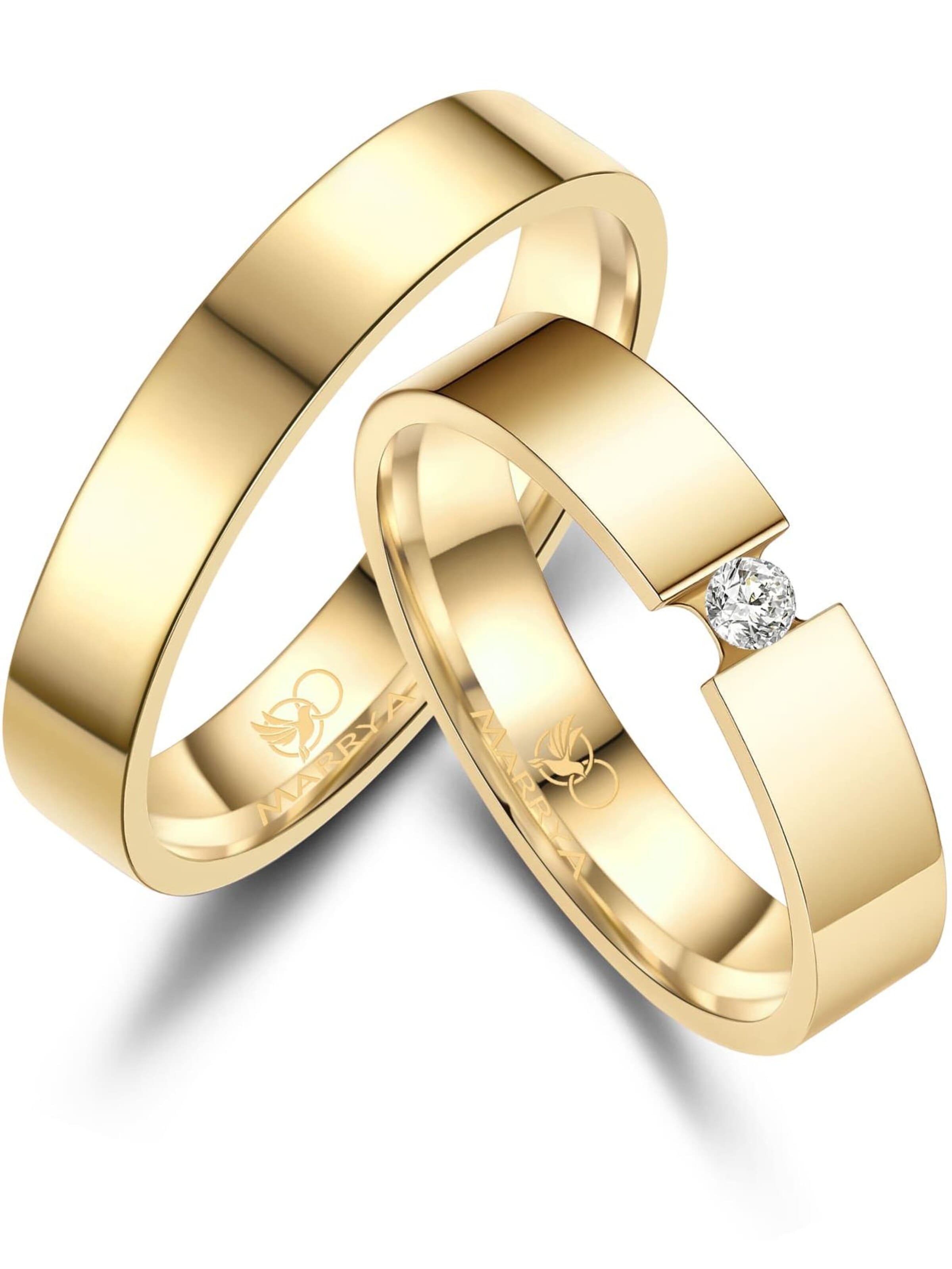 MARRYA Ring 'MARRYA ES-44 Eheringe aus Edelstahl' in Goud: voorkant