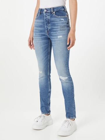 Coupe slim Jean 'The Line high rise skinny in organic cot' SCOTCH & SODA en bleu : devant